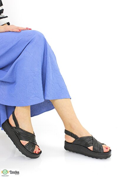 Mammamia Kadın Kalın Taban Günlük Ortopedik Hakiki Deri Sandalet M26YS2585