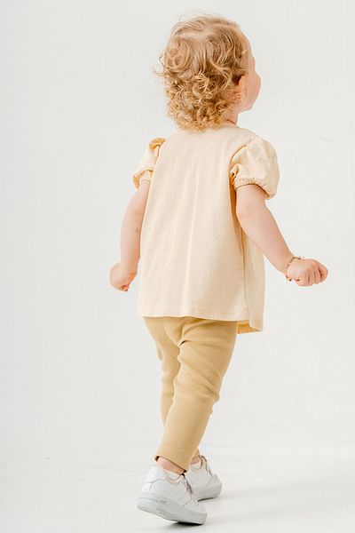 bombe Baby Kids Cream Cotton Tights 2-Piece Set Trend Fashion Bottom Top Set