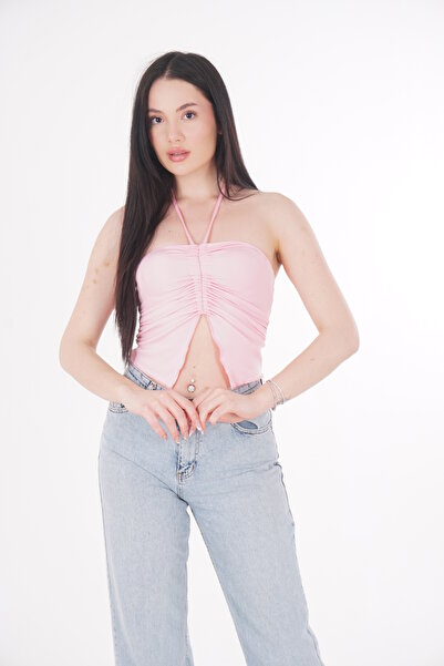 CHAURA Büzgülü Bağlamalı Crop Bluz