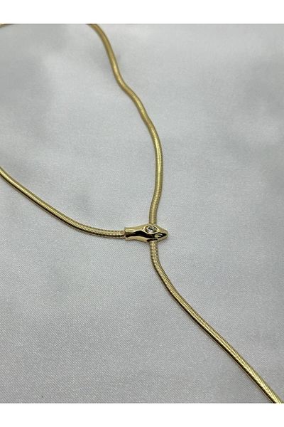 lysiaaccessory Steel Gold Snake Y Model Pendant Necklace