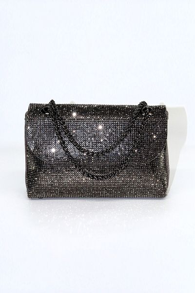 KEEBA Platinum Evening Dress Bag with Stones. Wedding Graduation Portfolio Clutch Evening Invitation Bag. Women's Evening Dress Stone Bag