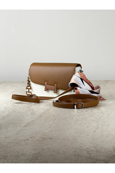 DSN Women's Camel Color Cross Strap Cream-Tan Bag - Stylish Design with Chain Detail