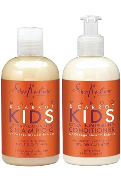 Shea Moisture Mango & Carrot KIDS, Extra-Nourishing, Shampoo and Conditioner, Orange Blossom Extract