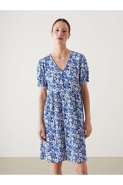 LC Waikiki Rochie florală pentru femei LCW Comfort cu decolteu în V (S5)