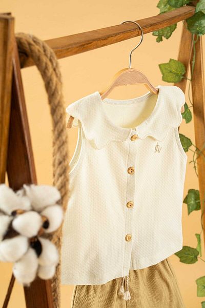 bombe Baby Kids Beige Cotton Shorts Set of 2 First I'M Trend Fashion Bottom Top Set