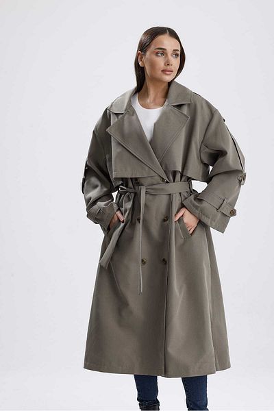 Parille Oversize Premium Khaki Belted Trench Coat