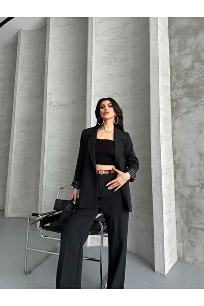 MYGİYİMİSTANBUL Blazer Jacket wide leg Pants Set
