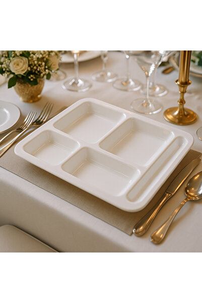 Veliday Melamin Tabldot 5 Bölüm 40cm Beyaz - Kaliteli Tabldot Melamin Hotel Cafe Yurtlar Için Tabldot