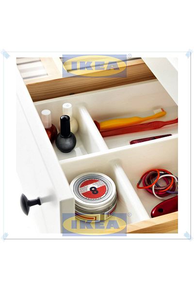 IKEA Billingen White Compartment Box, Drawer Organizer, 33X17 Cm, Set of 2