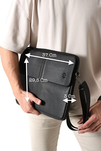 Westpolo Vegan Deri Unisex Laptop, Evrak Çantası - Siyah