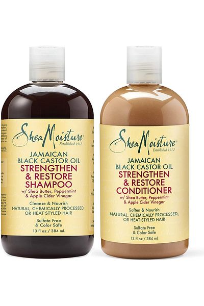 Shea Moisture Strengthen, Grow & Restore Shampoo and Conditioner Set, Jamaican Black Castor Oil Comb