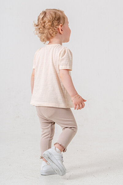bombe Baby Kids Cream Cotton Tights 2-Piece Set Trend Fashion Bottom Top Set