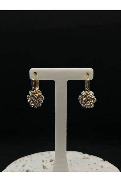 lysiaaccessory Zircon Stone Detailed Double Color Dorica Beaded Earrings