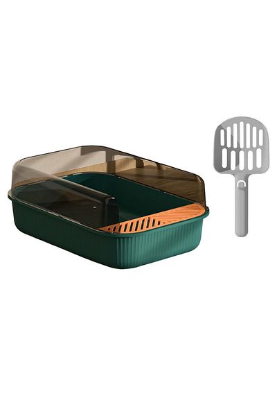 ABYZ Litiera pentru pisici, dimensiuni 50,5x34,5x18,5cm, culoare Verde închis