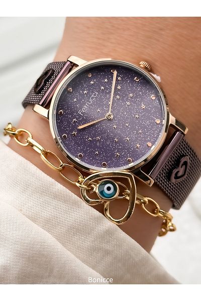 Ferrucci Brand Purple Steel Cord Women Wrist Watch