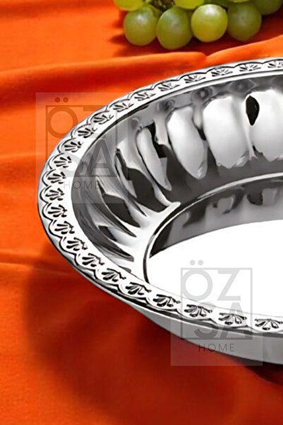 ÖzSa Home 3'lü Lüx Çelik Salata Meyve Tabağı Salata Kasesi Seti Mısır Kasesi 23-27-30 Tabak Kase Seti