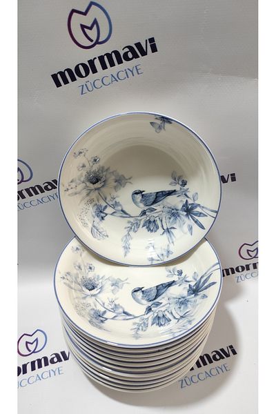 Güral Güral Porcelain Bird - 12 Pieces, 17 cm, Pit Food Plate