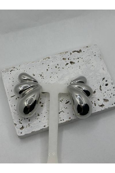 lysiaaccessory Large Size Botte Model Triple Drop Earrings Silver