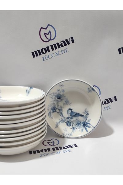 Güral Güral Porcelain Bird 12 Pieces 13 cm (Small) Snack Bowl Breakfast Plate