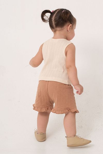 bombe Baby Kids Coffee Cotton Shorts 2-Piece Set Trend Fashion Bottom Top Set