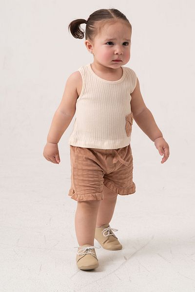 bombe Baby Kids Camel Cotton Shorts 2-Piece Set Trend Fashion Bottom Top Set