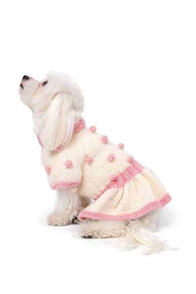 fouramour Krem-pembe El Yapımı Fırfırlı Popcorn Desenli Elbise