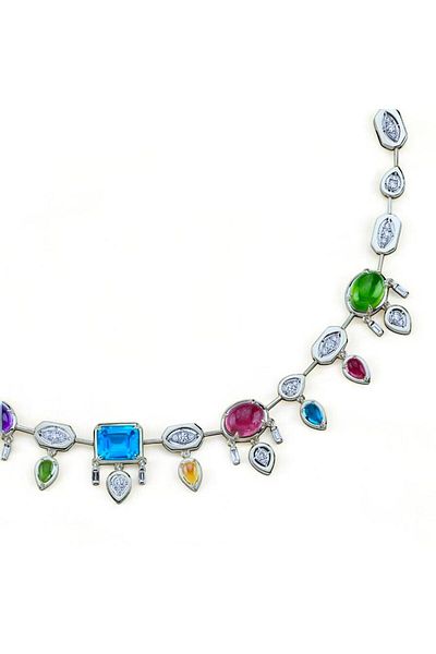neslyaccessories Aurora Vip Colorful Zircon Necklace - (Silver)