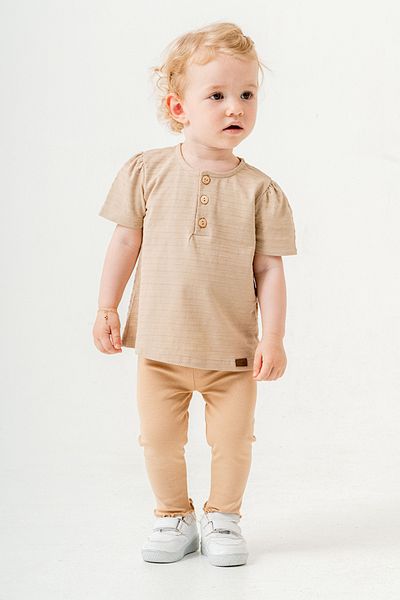 bombe Baby Kids Coffee Cotton Leggings 2 Piece Set Trend Fashion Bottom Top Set