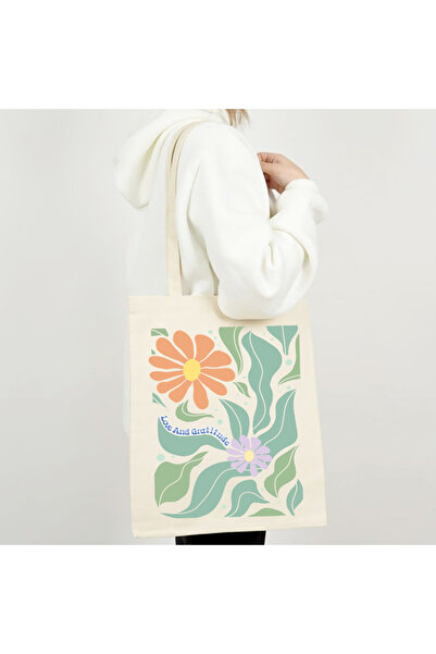ÇİÇEK TASARIM CANVAS ÇANTA