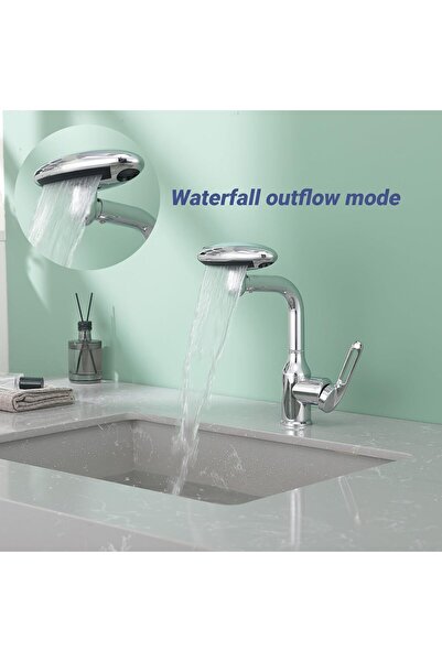 K Korman Baterie Lavoar Cartus Ceramic Pipa Rotativa 4 functii Crom Lucios Racorduri Incluse EC02