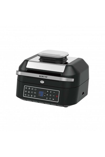 rebune Professional Grill and Air Fryer with Thermometer - 12 Programs, 6L, 1800W
