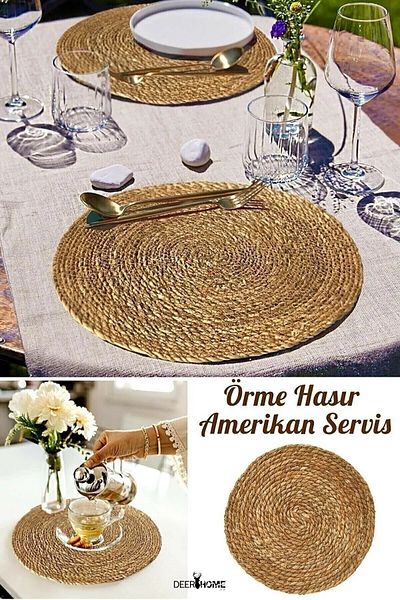 MCA Deerhome 6 τμχ Ψάθινο Supla Mesh American Serving Plate Pan Μαγειρικά σκεύη Μπαμπού Επιτραπέζια σκεύη σερβιρίσματος Παρουσίαση Πυράντοχο