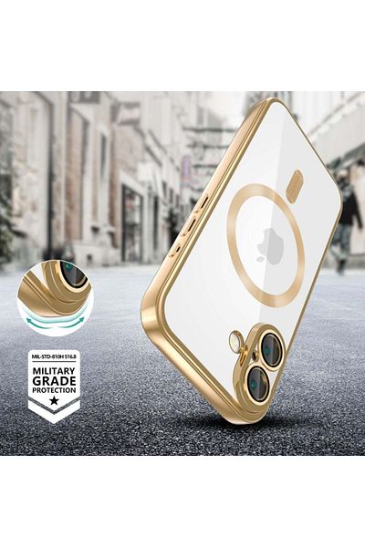SKYDDAR INNOVATION Case for iPhone 16e, Luxury Shield Magsafe, Shockproof Protection, sticker set, Gold