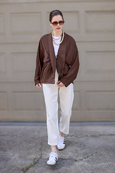 Birgül Bektaş Brown Crashed Kimono