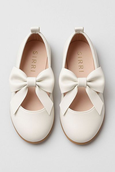 SIRRI Girl's Amira Velcro and Bow Ballerina Shoes