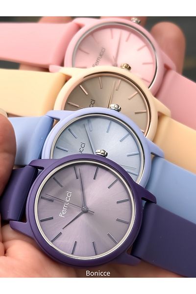 Ferrucci Silicone Cord Women's Watch in Soft Colors with Its Fabulous Design Purple Color Bracelet Gift