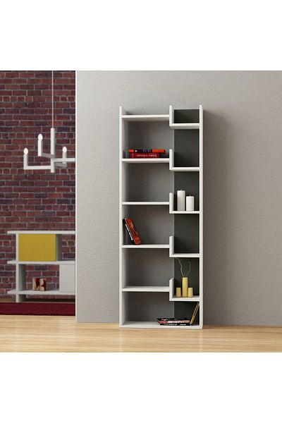 Mourah Home Oppa 4-Tier Bookcase – Modern Floor Cabinet & Display Book Shelf for Living Room/Bedroom
