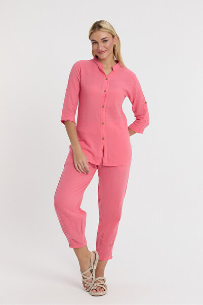 Heaven Ephesus Kadın Gömlek - Müslin Hakim Yaka Uzun Kol Gömlek - 1010