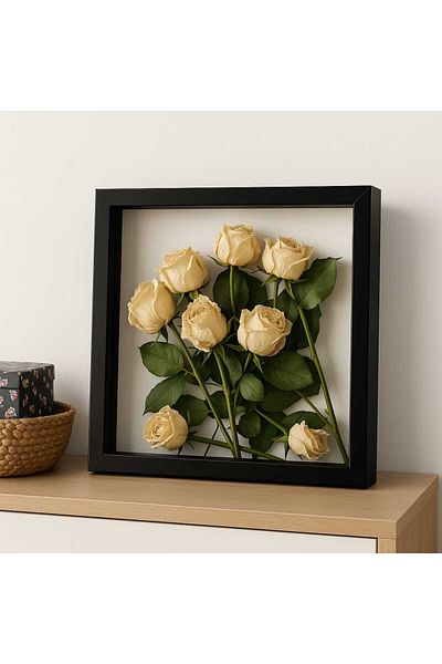 Verda Çerçeve 25x25 Cm Rama Neagra Deep Memory - 6 Cm Adâncime Rama Memory Cutie Trandafir! Hkm Comerț
