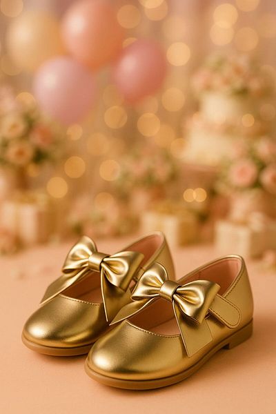 SIRRI Girl's Amira Velcro and Bow Ballerina Shoes