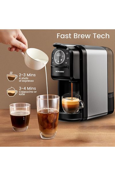 sonashi 3 in 1 Digital Multi Capsule Coffee Machine - with 700ML Detachable Water Tank