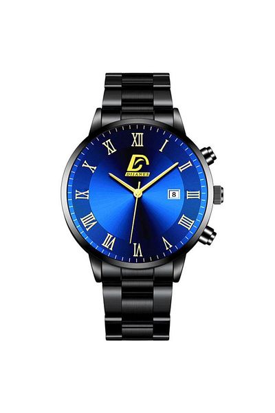REDz Accessories Ceas de lux, cronograf, bărbătesc, oțel inoxidabil, negru-albastru