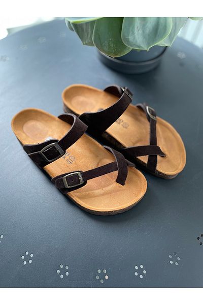 Land of Cork Anatomical Flip Flops Handmade Women's Slippers Suede Leather Cork Sole, Arc Supported