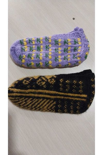 Papatyam 2 Pieces of Hand Knitted Five Needles/Handmade Booties/Dowry Booties/Knitting/Home Booties/Handmade Socks