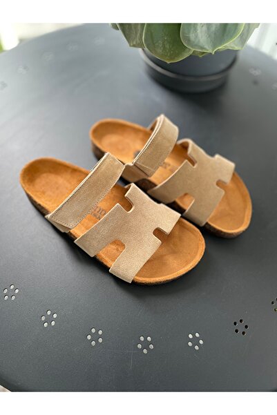 Land of Cork Papuci de damă din piele de căprioară, realizat manual, talpă din plută naturală, reglabile, suport ortopedic