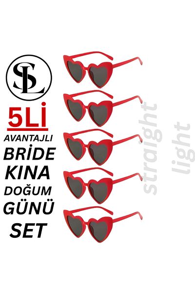Straight Light Hearted Bride Bridesmaid Sunglasses Set of 5 Red Wedding Engagement Bride Kina after Birthday Party
