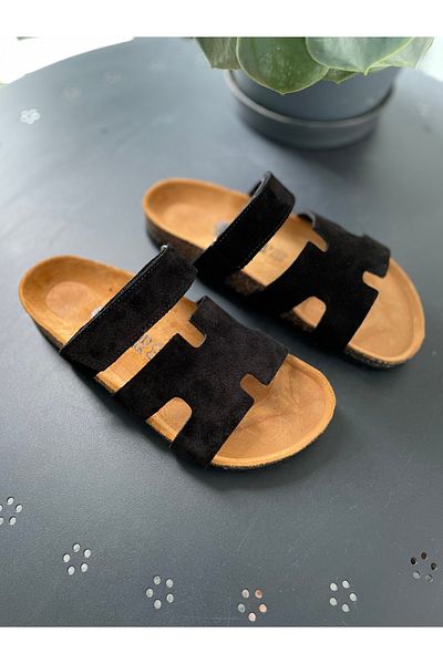 Land of Cork Women's Suede Leather Slippers Handmade Natural Cork Sole Adjustable, Orthopedic Support