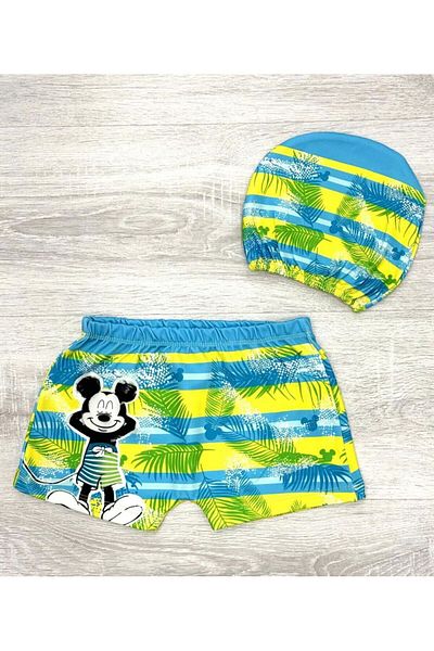 Bebetopya Tropical Patterned Children's Baby Swimsuit and Cap Set