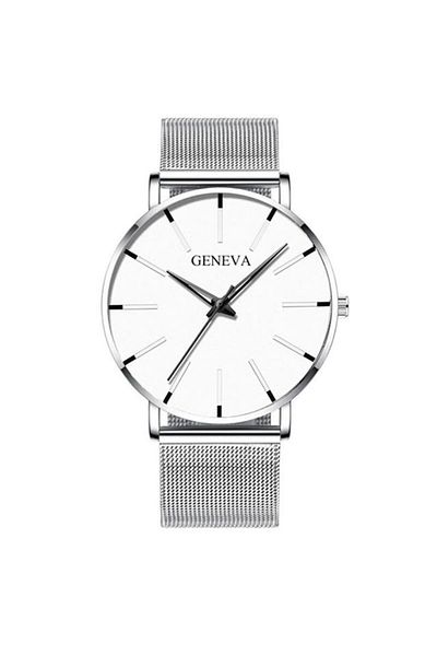 REDz Accessories Luxury Mesh Watch, Ultra-thin, Men's, Geneva, Chronograph, Silver-White