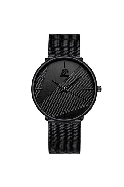 REDz Accessories Ceas ultrasubțire, plasă de lux, bărbătesc, cronograf, negru